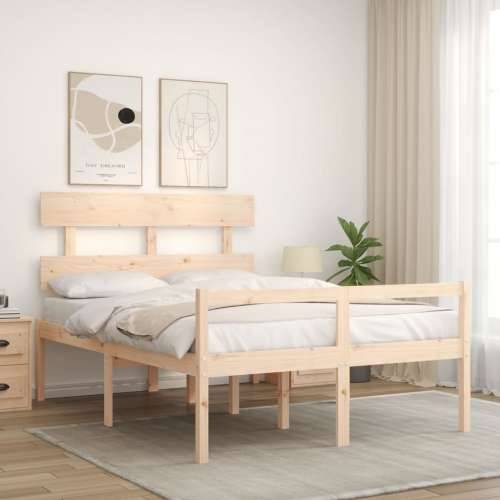 Krevet za starije s uzglavljem 140x190 cm od masivnog drva - Prirodna 140 x 190 cm Visoko Cijena