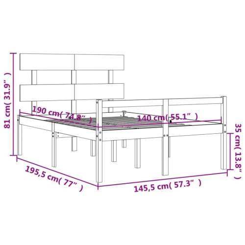 Krevet za starije s uzglavljem 140x190 cm od masivnog drva - Prirodna 140 x 190 cm Visoko Cijena