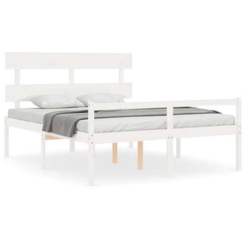 Krevet za starije s uzglavljem bijeli 160x200 cm masivnog drva Cijena