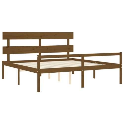 Krevet za starije uzglavljem boja meda 200x200 cm masivnog drva - boja meda 200 x 200 cm Visoko Cijena