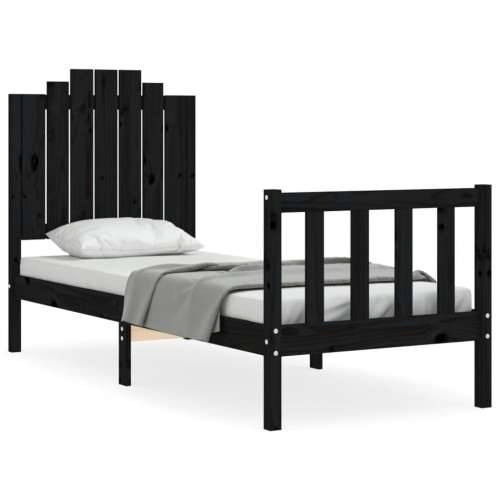 Okvir kreveta s uzglavljem crni jednokrevetni masivno drvo - Crna 75 x 190 cm Cijena