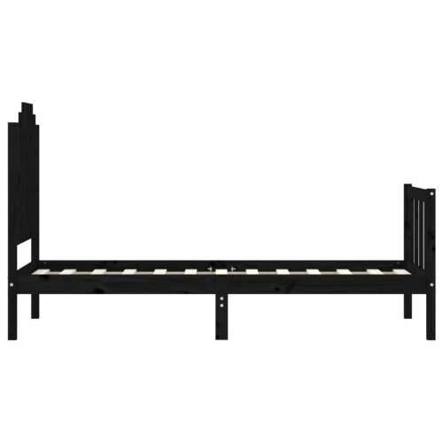 Okvir kreveta s uzglavljem crni jednokrevetni masivno drvo - Crna 75 x 190 cm Cijena