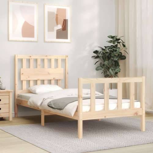 Okvir kreveta s uzglavljem za jednu osobu od masivnog drva - Prirodna 90 x 190 cm Cijena