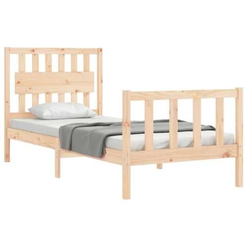 Okvir kreveta s uzglavljem za jednu osobu od masivnog drva - Prirodna 90 x 190 cm Cijena