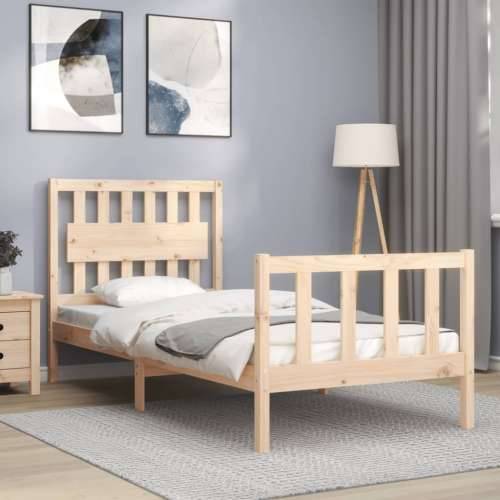 Okvir kreveta s uzglavljem za jednu osobu od masivnog drva - Prirodna 90 x 190 cm Cijena