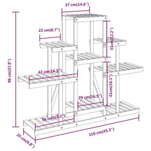 Stalak za cvijeće 110 x 25 x 96 cm od masivne jelovine Cijena