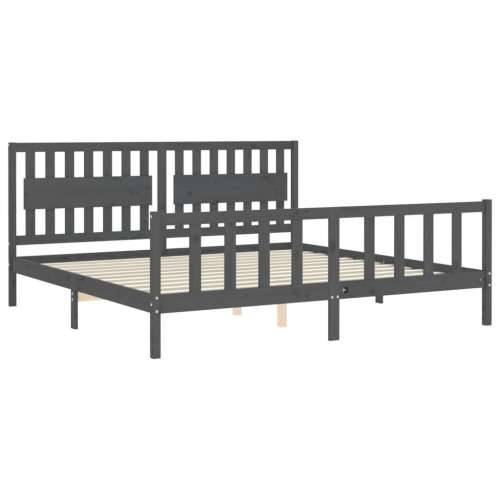 Okvir za krevet s uzglavljem sivi 200 x 200 cm od masivnog drva - Siva 200 x 200 cm Cijena