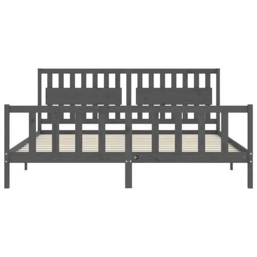 Okvir za krevet s uzglavljem sivi 200 x 200 cm od masivnog drva - Siva 200 x 200 cm Cijena