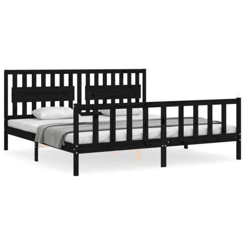 Okvir za krevet s uzglavljem crni 200 x 200 cm od masivnog drva - Crna 200 x 200 cm Cijena