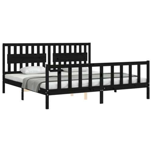 Okvir za krevet s uzglavljem crni 200 x 200 cm od masivnog drva - Crna 200 x 200 cm Cijena