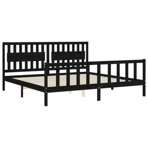 Okvir za krevet s uzglavljem crni 200 x 200 cm od masivnog drva - Crna 200 x 200 cm Cijena