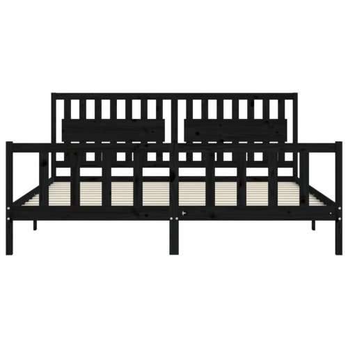 Okvir za krevet s uzglavljem crni 200 x 200 cm od masivnog drva - Crna 200 x 200 cm Cijena