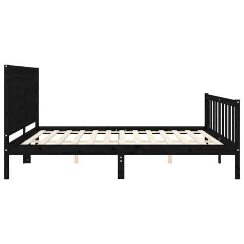 Okvir za krevet s uzglavljem crni 200 x 200 cm od masivnog drva - Crna 200 x 200 cm Cijena