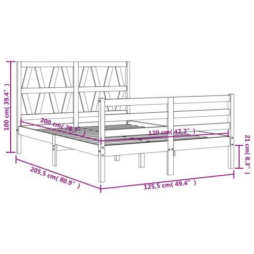 Okvir kreveta s uzglavljem 120 x 200 cm od masivnog drva - Prirodna 120 x 200 cm Cijena