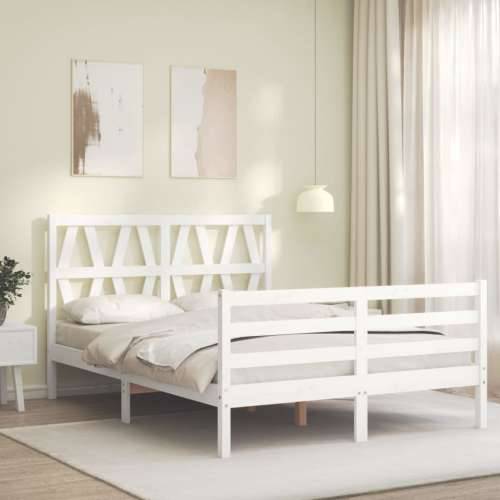 Okvir kreveta s uzglavljem bijeli 120 x 200 cm od masivnog drva - Bijela 120 x 200 cm Cijena