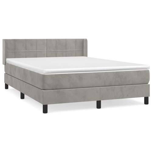 Krevet s oprugama i madracem svjetlosivi 140x190 cm baršunasti - Svjetlosiva 140 x 190 cm Blok s kvadratima Cijena