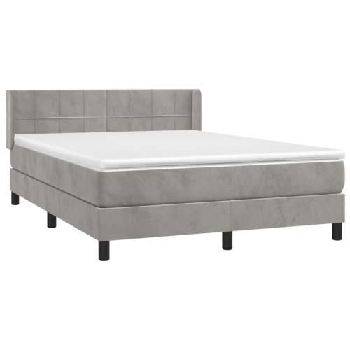 Krevet s oprugama i madracem svjetlosivi 140x190 cm baršunasti - Svjetlosiva 140 x 190 cm Blok s kvadratima Cijena