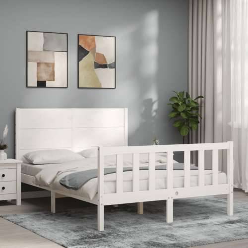 Okvir kreveta bez madraca bijeli 140 x 190 cm masivna borovina - Bijela 140 x 190 cm Cijena