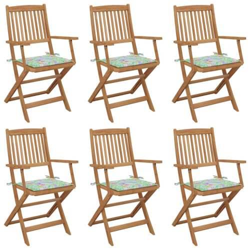 Sklopive vrtne stolice s jastucima 6 kom od bagremovog drva Cijena