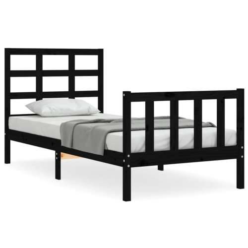 Okvir kreveta s uzglavljem crni jednokrevetni masivno drvo - Crna 75 x 190 cm Cijena