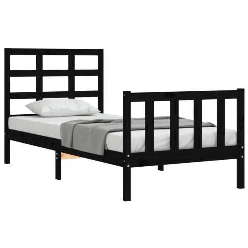 Okvir kreveta s uzglavljem crni jednokrevetni masivno drvo - Crna 75 x 190 cm Cijena