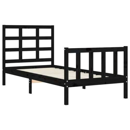 Okvir kreveta s uzglavljem crni jednokrevetni masivno drvo - Crna 75 x 190 cm Cijena