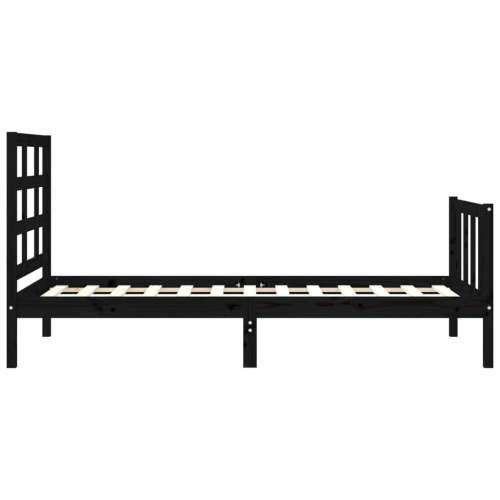 Okvir kreveta s uzglavljem crni jednokrevetni masivno drvo - Crna 75 x 190 cm Cijena