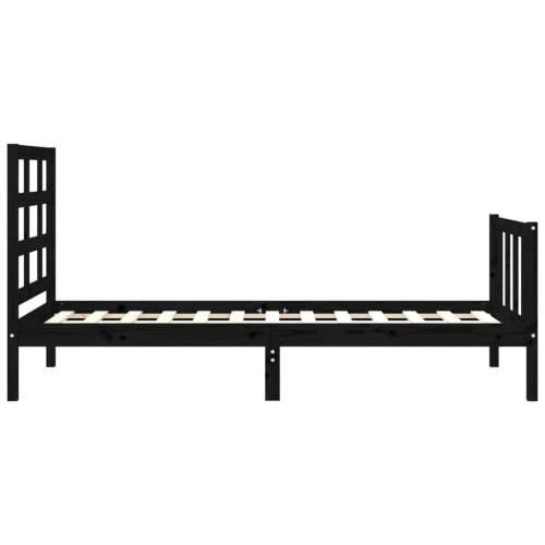 Okvir kreveta s uzglavljem crni 90 x 190 cm od masivnog drva Cijena