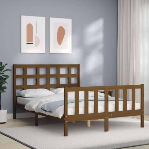 Okvir kreveta s uzglavljem boja meda 4FT bračni masivno drvo Cijena