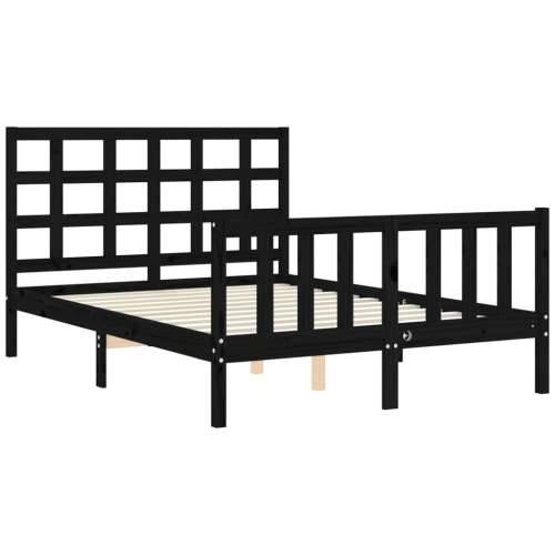 Okvir kreveta s uzglavljem crni 140 x 190 cm od masivnog drva Cijena