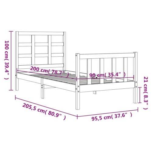 Okvir kreveta bez madraca bijeli 90 x 200 cm masivna borovina - Bijela 90 x 200 cm Cijena