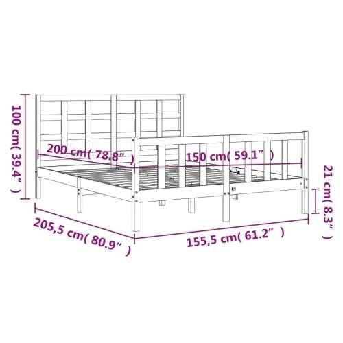 Okvir kreveta s uzglavljem bijeli bračni od masivnog drva - Bijela 150 x 200 cm Cijena