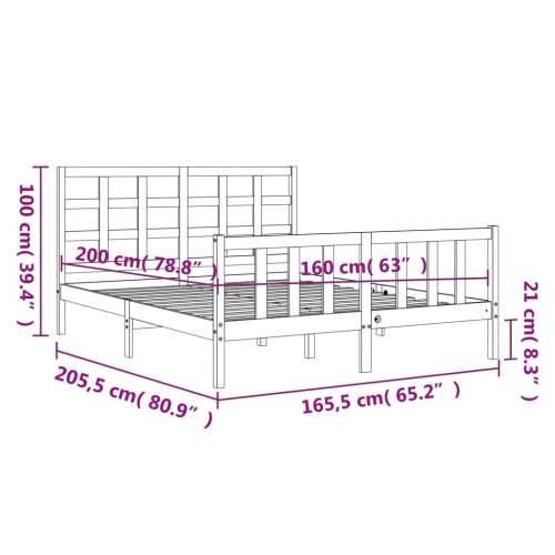 Okvir za krevet s uzglavljem sivi 160 x 200 cm od masivnog drva Cijena