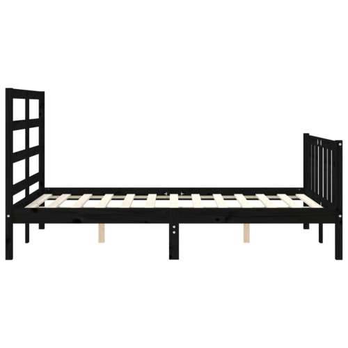 Okvir kreveta s uzglavljem crni 140 x 190 cm od masivnog drva Cijena