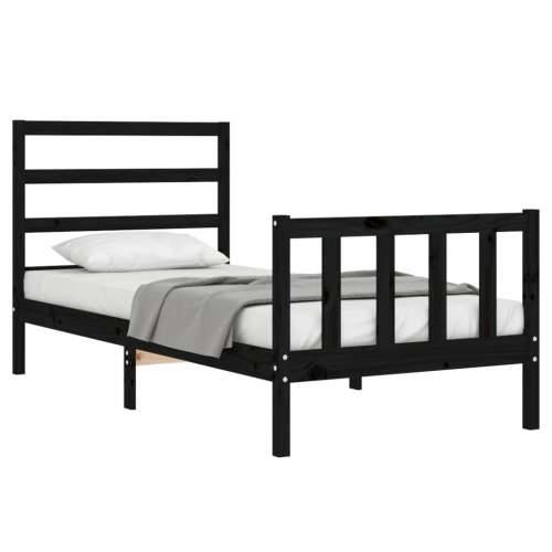 Okvir za krevet s uzglavljem crna 100x200 cm od masivnog drva - Crna 100 x 200 cm Cijena