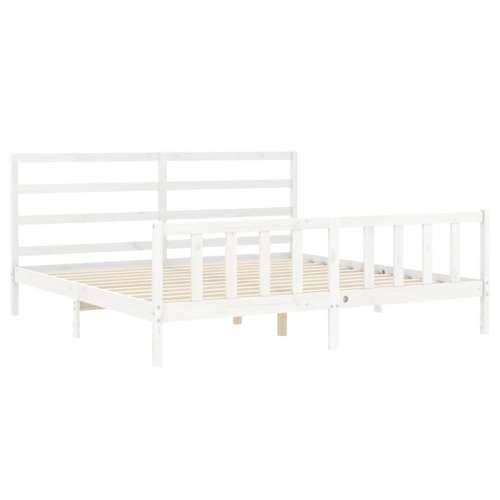 Okvir kreveta s uzglavljem bijeli 180 x 200 cm od masivnog drva Cijena