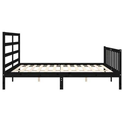 Okvir kreveta s uzglavljem crni 180 x 200 cm od masivnog drva Cijena