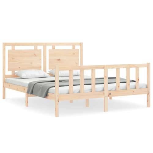 Okvir kreveta s uzglavljem veliki bračni od masivnog drva - Prirodna 150 x 200 cm Cijena
