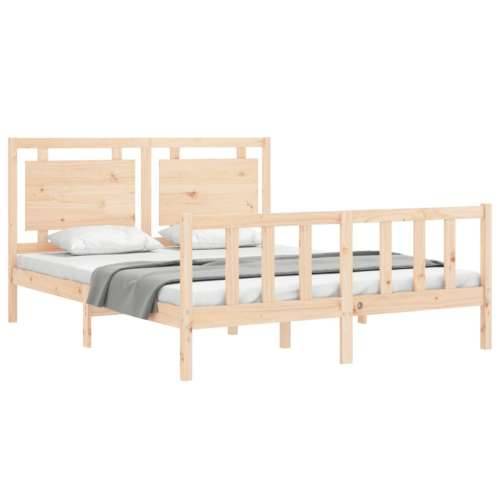Okvir kreveta s uzglavljem veliki bračni od masivnog drva - Prirodna 150 x 200 cm Cijena