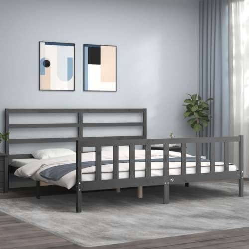Okvir za krevet s uzglavljem sivi 200 x 200 cm od masivnog drva - Siva 200 x 200 cm Cijena