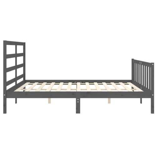 Okvir za krevet s uzglavljem sivi 200 x 200 cm od masivnog drva - Siva 200 x 200 cm Cijena