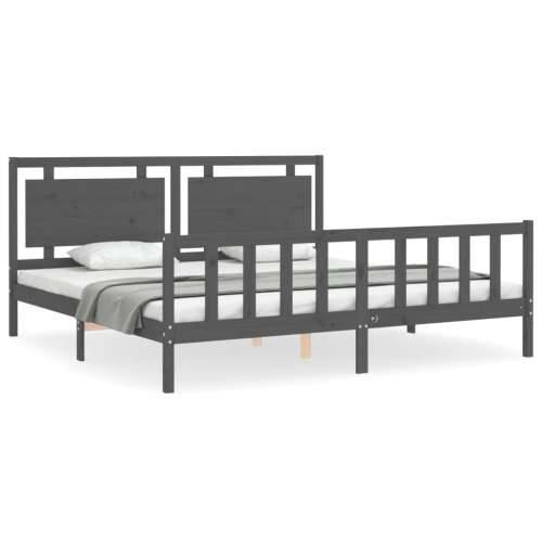 Okvir za krevet s uzglavljem sivi 200 x 200 cm od masivnog drva - Siva 200 x 200 cm Cijena