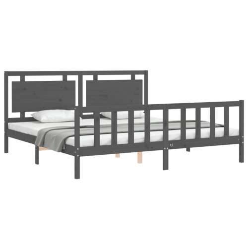 Okvir za krevet s uzglavljem sivi 200 x 200 cm od masivnog drva - Siva 200 x 200 cm Cijena