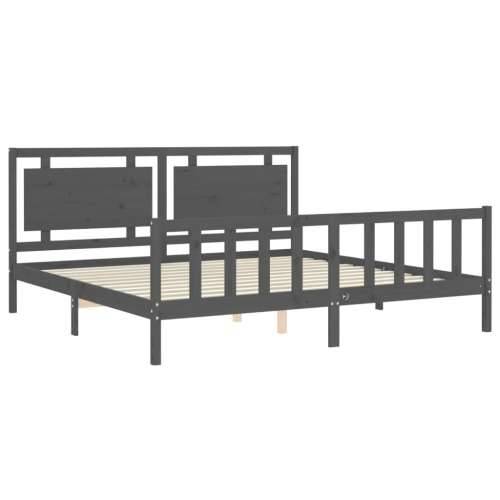 Okvir za krevet s uzglavljem sivi 200 x 200 cm od masivnog drva - Siva 200 x 200 cm Cijena