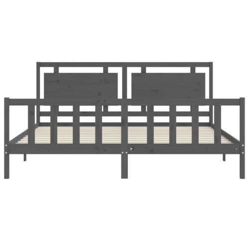 Okvir za krevet s uzglavljem sivi 200 x 200 cm od masivnog drva - Siva 200 x 200 cm Cijena