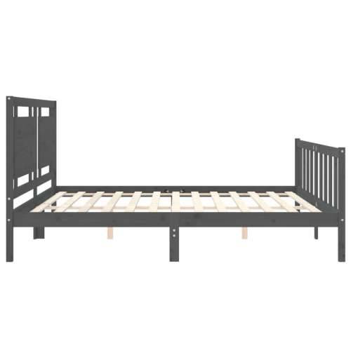Okvir za krevet s uzglavljem sivi 200 x 200 cm od masivnog drva - Siva 200 x 200 cm Cijena