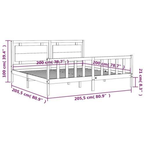 Okvir za krevet s uzglavljem sivi 200 x 200 cm od masivnog drva - Siva 200 x 200 cm Cijena