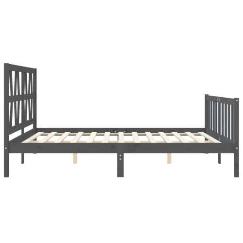 Okvir za krevet s uzglavljem sivi 200 x 200 cm od masivnog drva Cijena