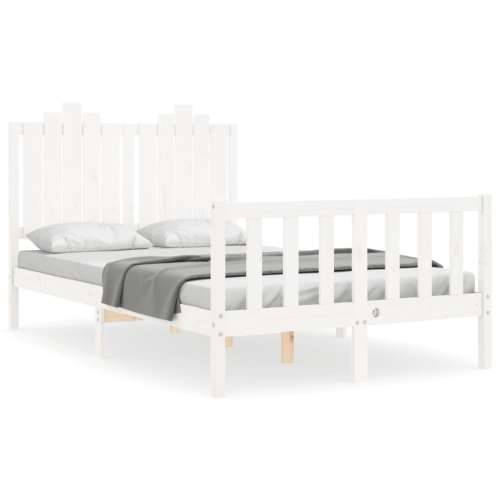 Okvir kreveta s uzglavljem bijeli 120 x 200 cm od masivnog drva Cijena