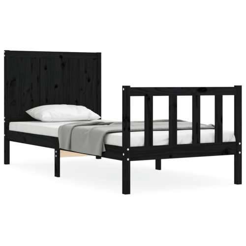 Okvir kreveta s uzglavljem crni 3FT za jednu osobu masivno drvo Cijena